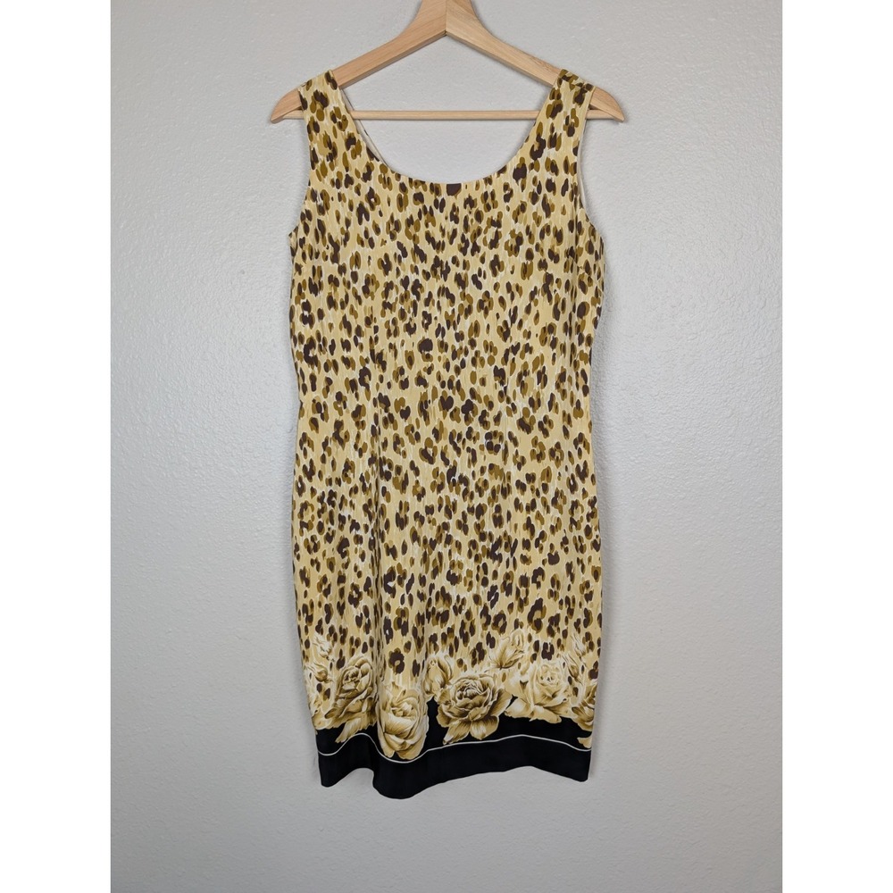 Vintage size 10 silk dress Bloomingdales animal print‎ Floral Lined 220